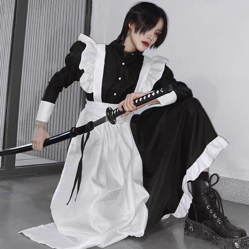 Dienstmädchen-Outfit für Männer, Cosplay, süßes japanisches Lolita-Kleid, Anime-Dienstmädchen-Outfit, Loli, schwarzes Dienstmädchen-Kleid, Outfit, Lolita, Kawaii, Gothic XXL