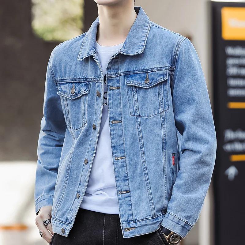 Herren Denimjacken Streetwear Lässig Baumwolle Klassisch Eng Jeansmantel Männliche Markenkleidung Cowboyjacke Ropa Para Hombre XXXL hellblaue