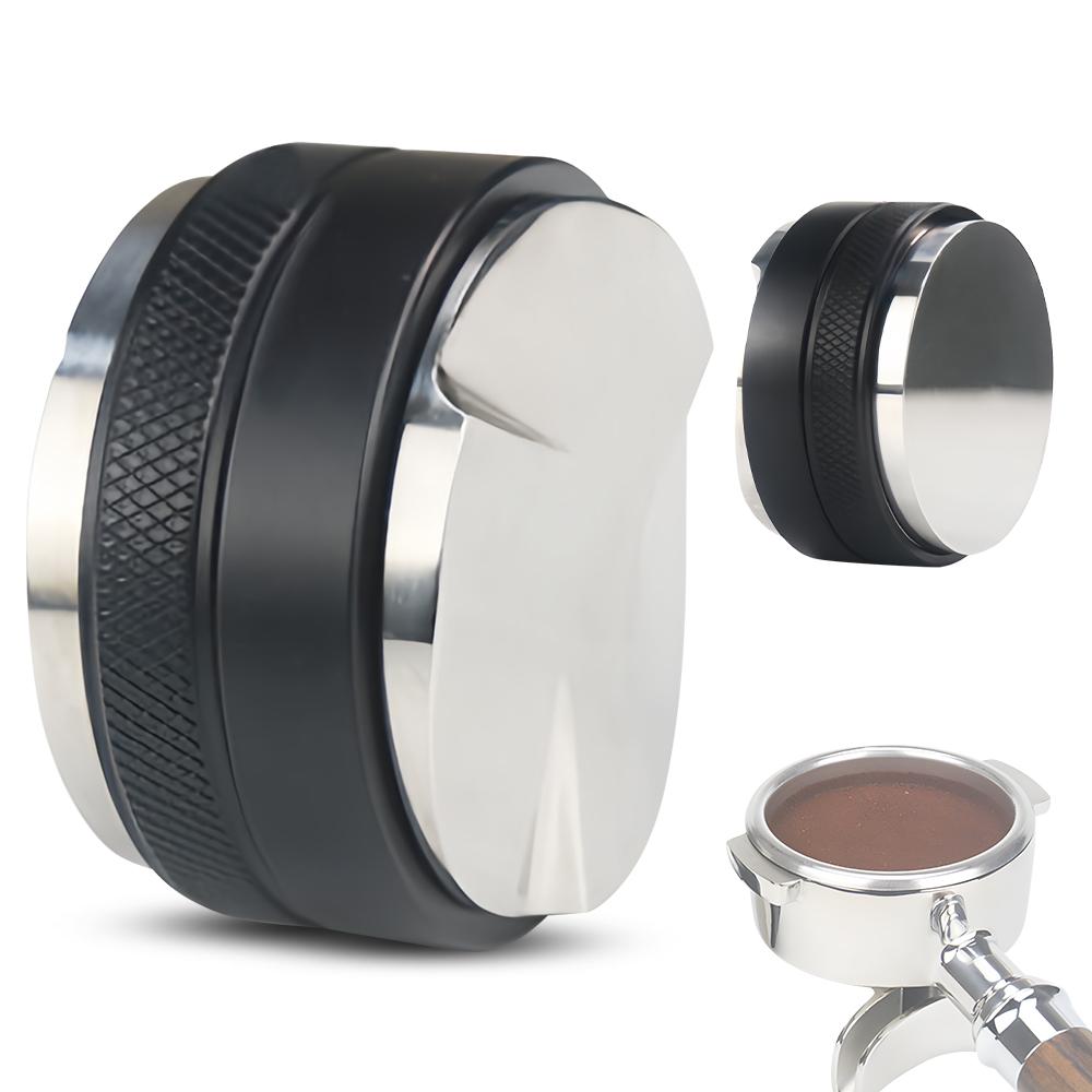 58mm 2-in-1 Kaffee Distributor und Tamper Edelstahl Dual Kopf Kaffee Leveler Einstellbar 51mm schwarz
