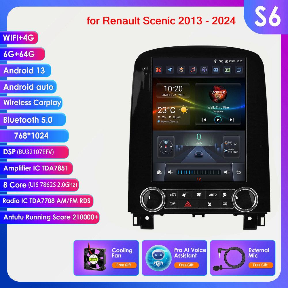 Hizpo 9,7 Zoll Tesla Style Carplay 4G 2Din Android Autoradio für Renault Scenic 2013 - 2024 Multimedia Video Player GPS DSP Autoradio Intelligenter Bildschirm S6 8Core 6G 64G AI
