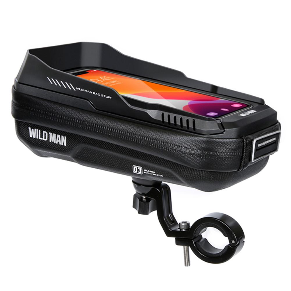 WILD MAN Mountainbike Hartschalen Lenkertasche 0,6L Fahrradtasche Handyhalter Touchscreen Schnellverschluss Fahrradzubehör