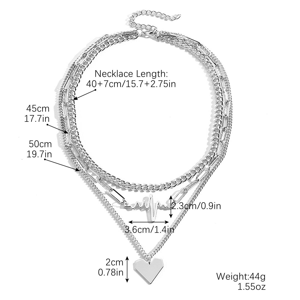 Halskette für Frauen Halskette Frauen Premium Gefühl Metall Herz Anhänger Mehrlagige EKG Herz Halskette Wunderschöne Elegante Halskette für Sie