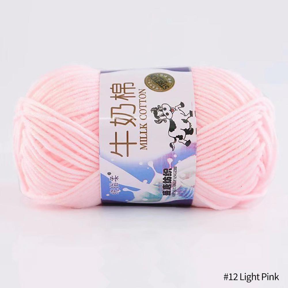 FEIJIEAST 50 g/Rolle Milch-Baumwollgarn, 5-lagig, Handstrickgarn, weich, warm, DIY-Baumwollfäden, Babywolle zum Handstricken, Häkelgarn hellrosa