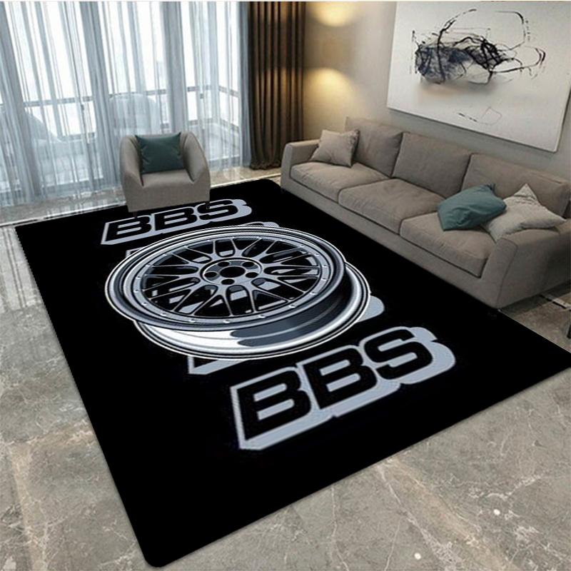 BBS Racing 3D-bedruckter Teppich, dekorativer Teppich für Wohnzimmer und Schlafzimmer, rutschfeste Bodenmatte für Küche und Bad, Fußmatte-Teppich 60cm by 90cm gray