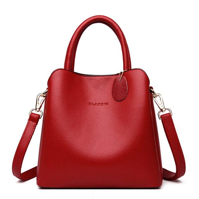 Luxus Marke Frauen Handtaschen Designer Schulter Taschen Leder Handtaschen Drei-schicht Tasche Umhängetaschen Für Frauen 2021 Tote Tasche rot