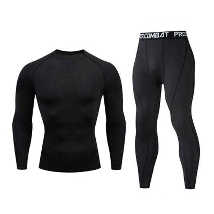 2 Stück Herren Kompressions Sportbekleidung Anzug GYM Tight Sport Yoga Sets Workout Jogging Fitness Kleidung Trainingsanzug Hosen Sportlich M schwarz