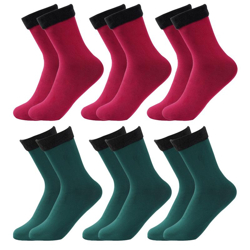 6 Paar Damen Fleece Warme Socken Weiche Atmungsaktive Schweißabsorbierende Socken Winter Weihnachtsgeschenk Socken One size