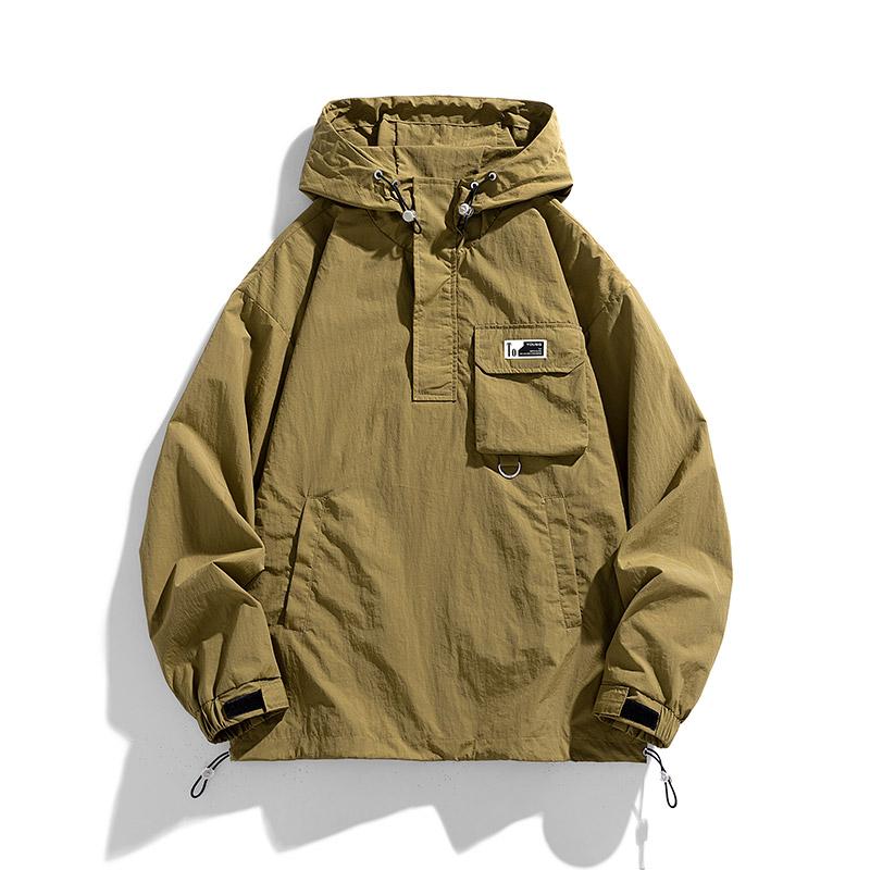 Männer Dünne Jacken Mäntel Harajuku Mit Kapuze Pullover Jacke Männer Windjacke Mantel Männlichen Outwear M grün