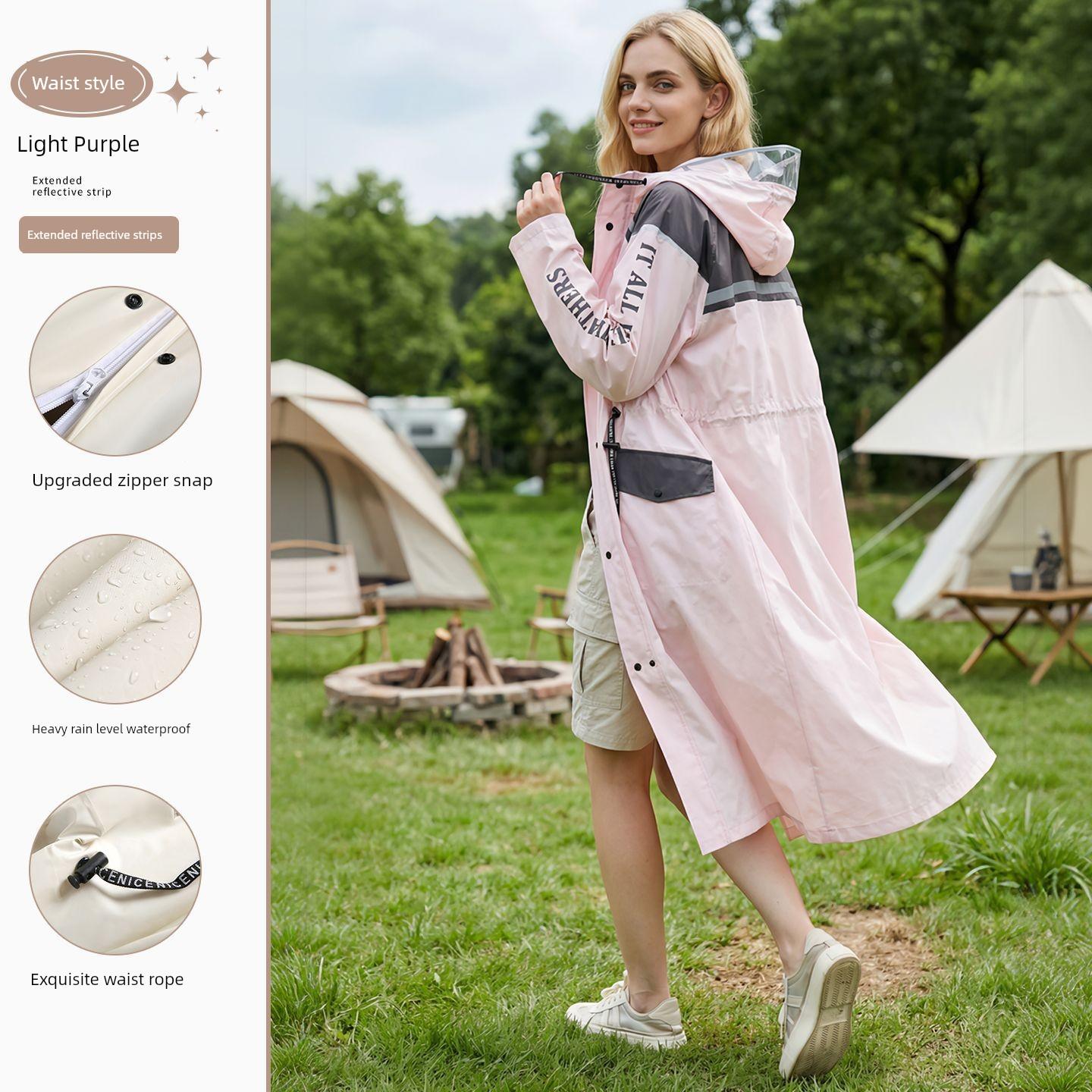 Regenmantel für Erwachsene, Damen-Neumodell 2026, Einpersonen-Langform-Ganzkörper-Regenmantel, Starkregen-Schutz, Outdoor-Reise, Wandern, Verdickter Regen L violett