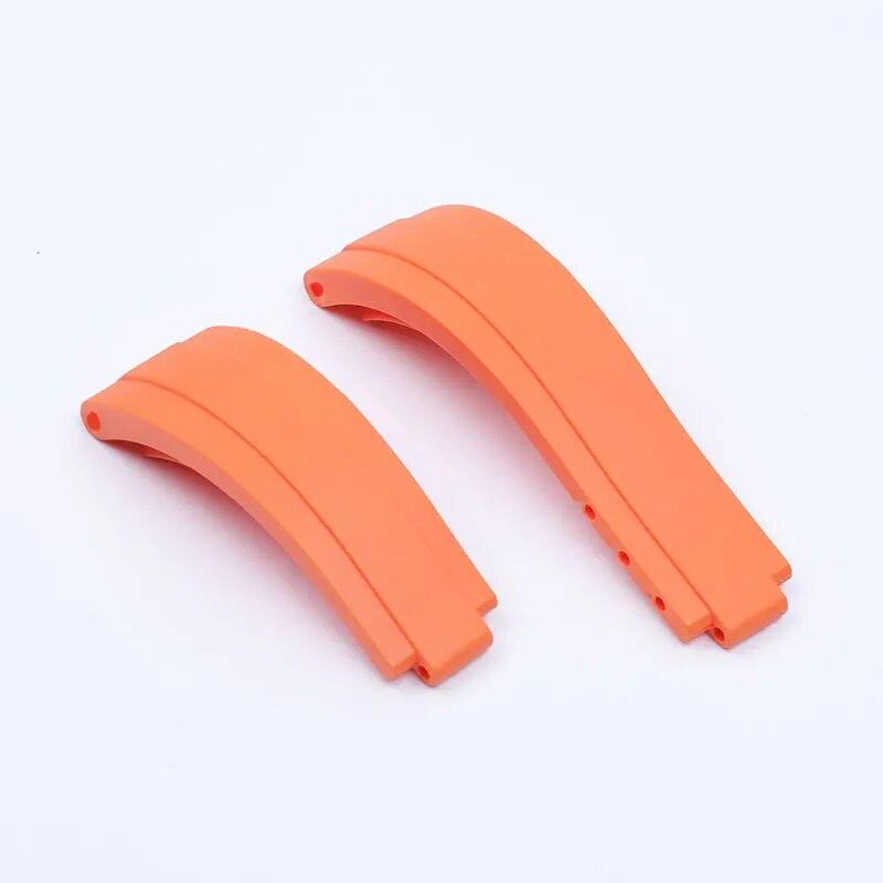 20 mm verstellbares Uhrenarmband für Rolex-Armband für DAYTONA SUBMARINER GMT Yacht-Master OYSTERFLEX Glidelock-Gummi-Uhrenarmband Logo & No Buckle-20mm orange