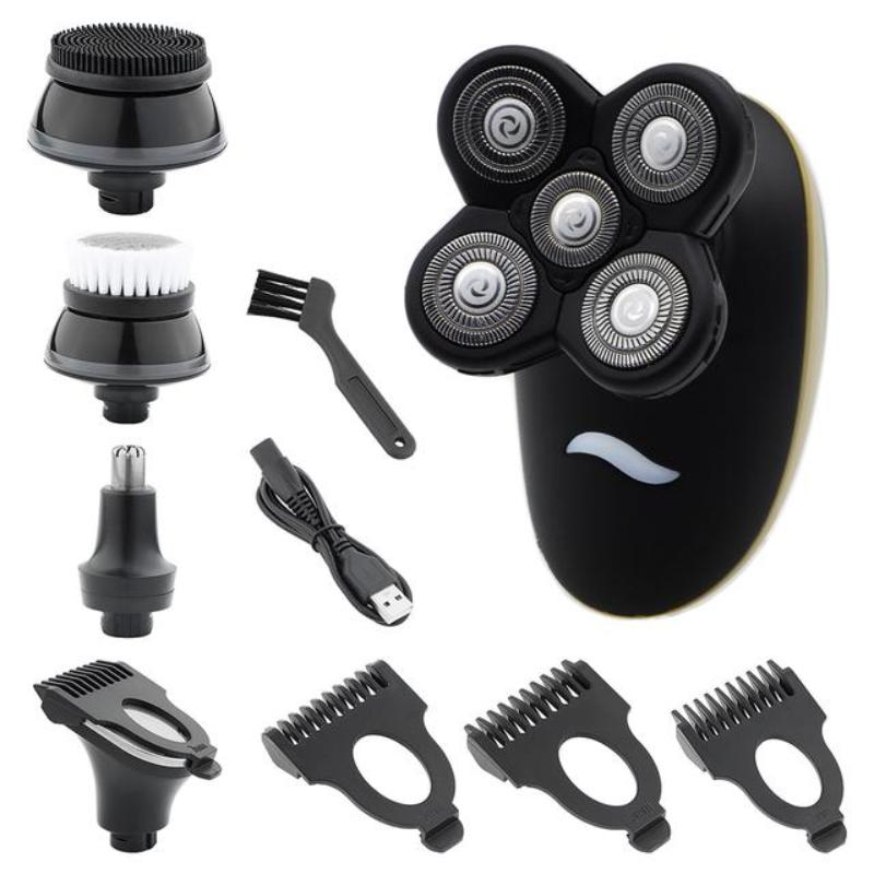 Elektrorasierer, wiederaufladbar, Rasierer für Glatzen, Bartschneider, multifunktionales Pflegeset, Elektrorasierer, Nass- und Trockenrasierer für Männer 5 in 1 Multi-function