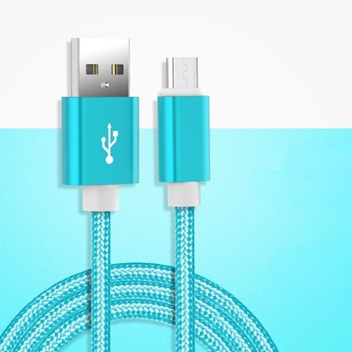 Extra langes, 3 m langes, geflochtenes USB-Ladekabel aus Nylon für iPhone, Typ C und Micro-USB, langlebig und schnell aufladbar 1.5m for Android blau