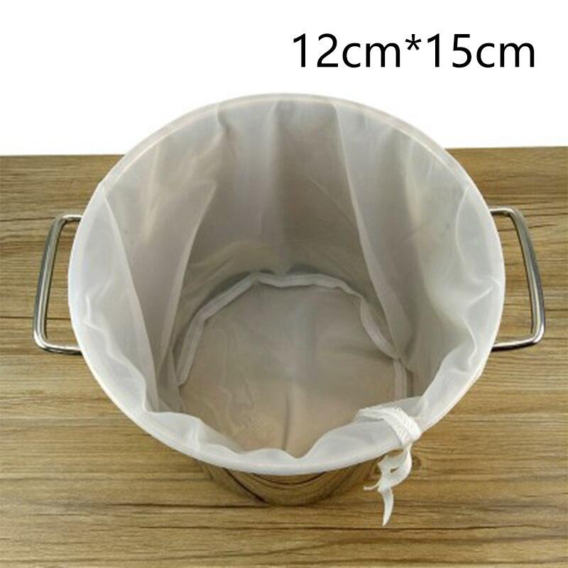 1pc Bier Homebrew Filter Tasche für Brauen Malz Kochendem Würze Maische Sieb Werkzeug Mesh Nylon Lebensmittel Sieb Tasche wein Soja Milch Filter 12x15cm weiß