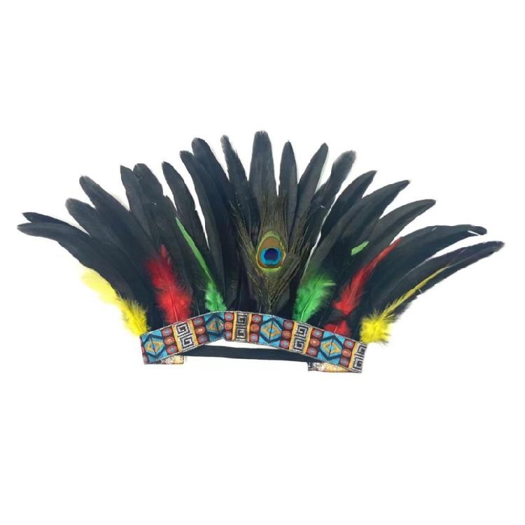 Native American Kostüm Haarreif für Karneval Party Festival Requisiten Gefiederter Haarreif Indianischer Haarreif Cosplay Kopfschmuck schwarz