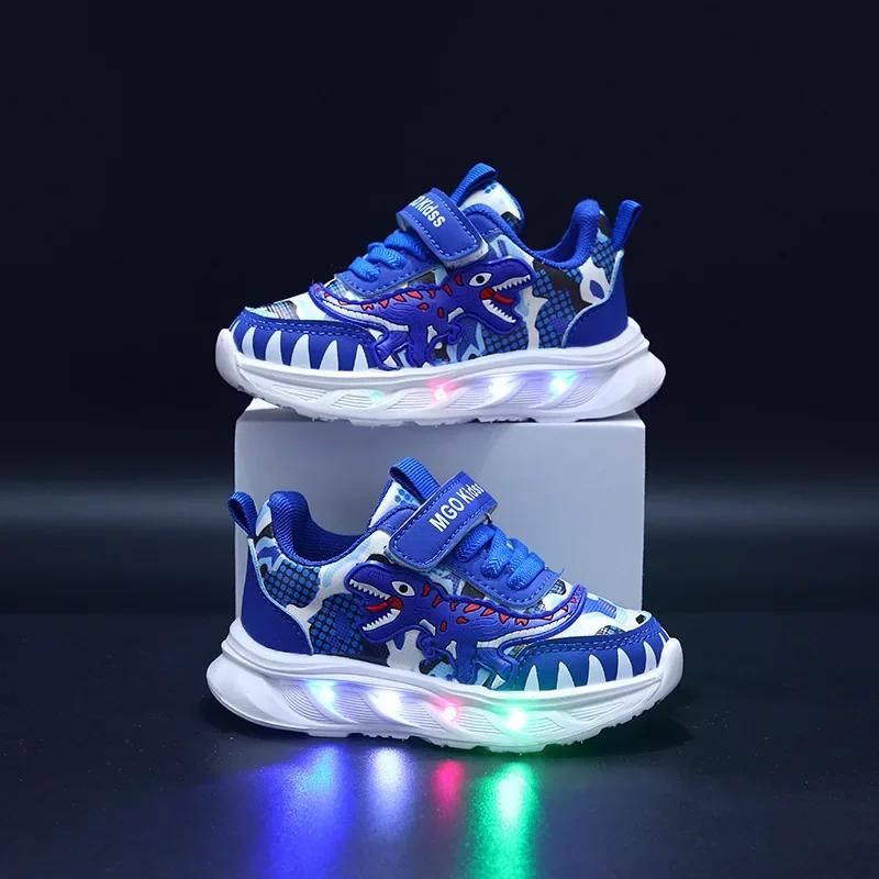 Neue Jungen LED leuchtende Schuhe Mode Mickey Kinder Freizeitsneakers Kinder Leuchtende Schuhe Sportschuhe Leuchtende Schuhe 23 blue