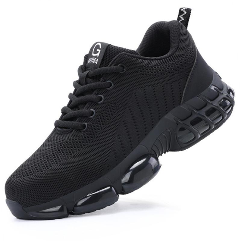 Bequeme Arbeitsschuhe Sicherheitsschuhe mit Stahlkappe für Herren für die Arbeit Stichfeste Arbeits-Sneaker für Damen Rutschfeste Arbeitsstiefel Arbeitsschuhe 44