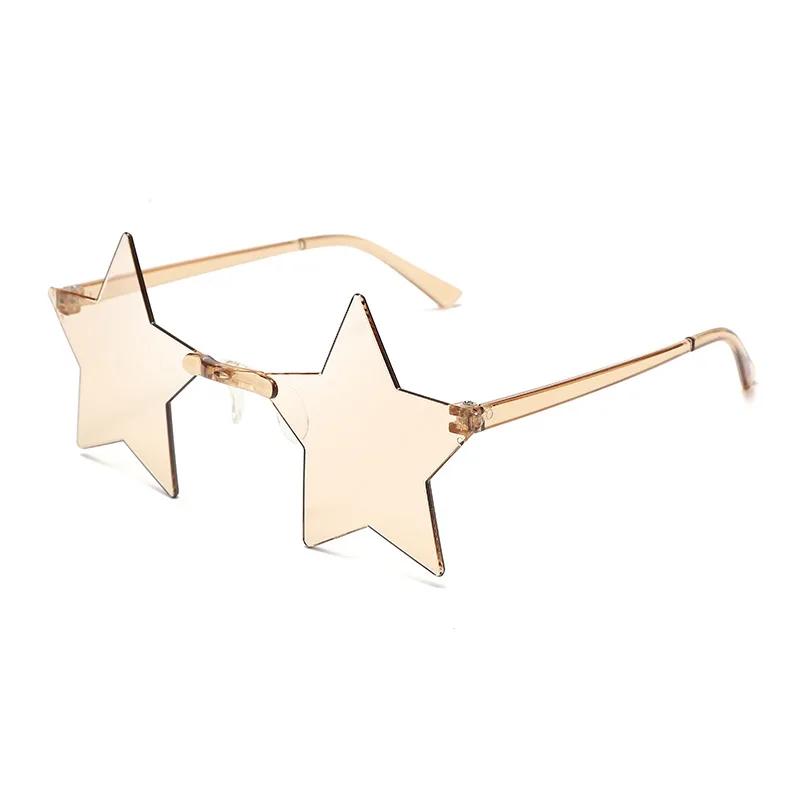 1 Stück Randlose Sternförmige Unifarbene Brille Für Cosplay Augenbekleidung Coole Disco-Brille Für Damen Herren Stylische Pentagramm-Sonnenbrille