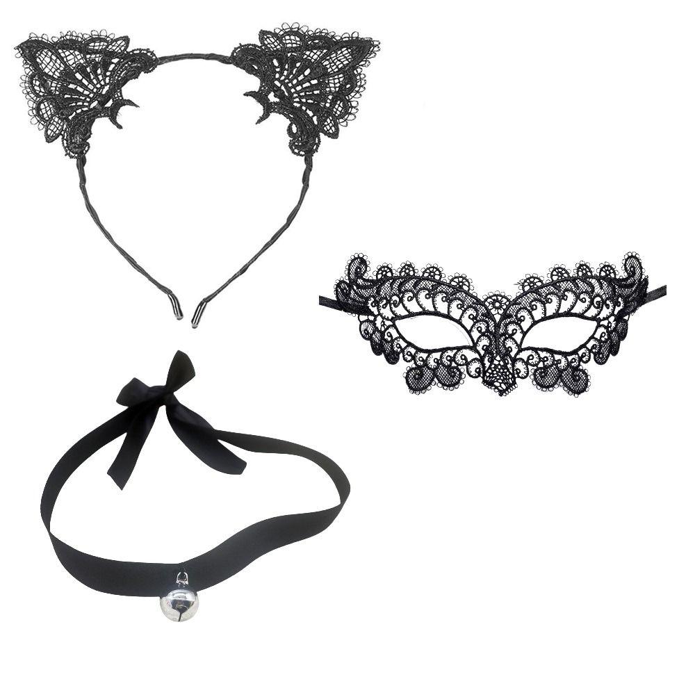 Ohren Stirnband Katze Kostüm Set Spitze Choker Katze Kostüm Zubehör Party Zubehör Style 1