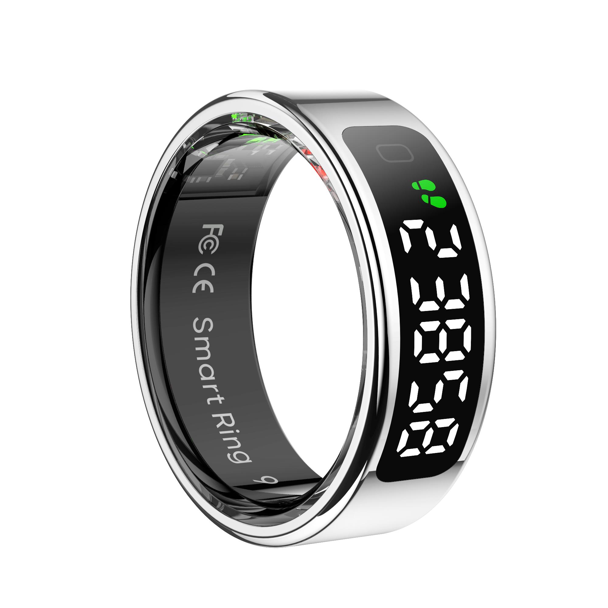 Kabelloses Laden, Smart-Ring, mehrere Sportmodi, Fitness-Tracker, 5 ATM wasserdicht, Schlaf, Blutsauerstoff, Herzfrequenzüberwachung, Schrittzähler, Smart-Ring Size 12(21.6mm) silber