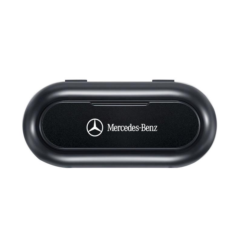 Auto Sonnenblende Brillen Aufbewahrungsbox Halter Organizer Zubehör Für Mercedes Benz AMG W212 W205 W246 W177 W176 W213 GLC GLE GLS ML Willkommen Laserlampe benz schwarz
