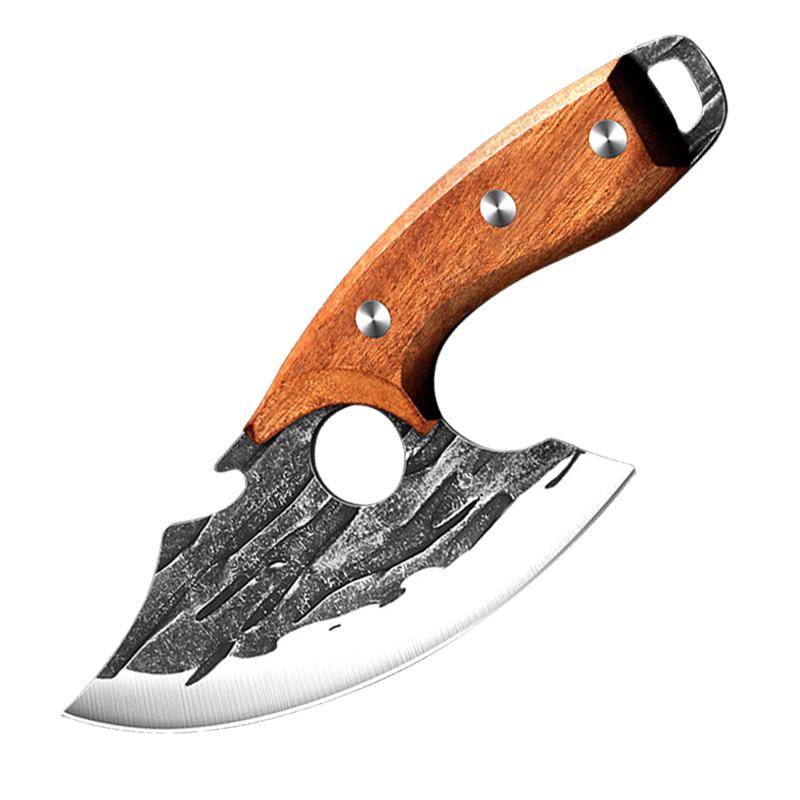 Geschmiedete Küchenmesser Ausbeinmesser Edelstahl Fleischerbeil Fischmesser Schneiden Steak Gemüse Obstmesser Flaschenöffner B braun