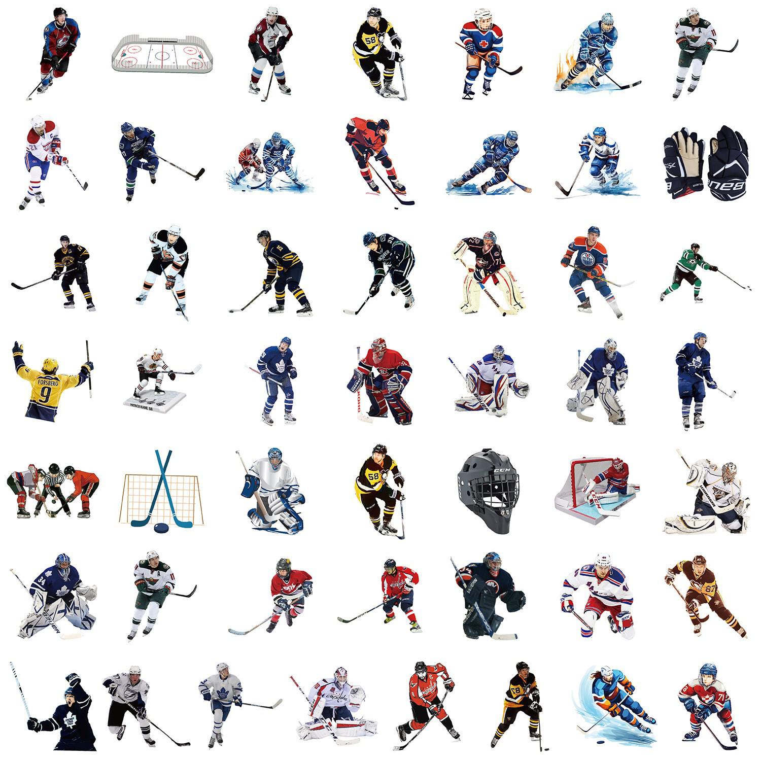 50 wasserdichte Eishockey-Graffiti-Aufkleber für Helme, Gepäck, Kühlschränke und Skateboards