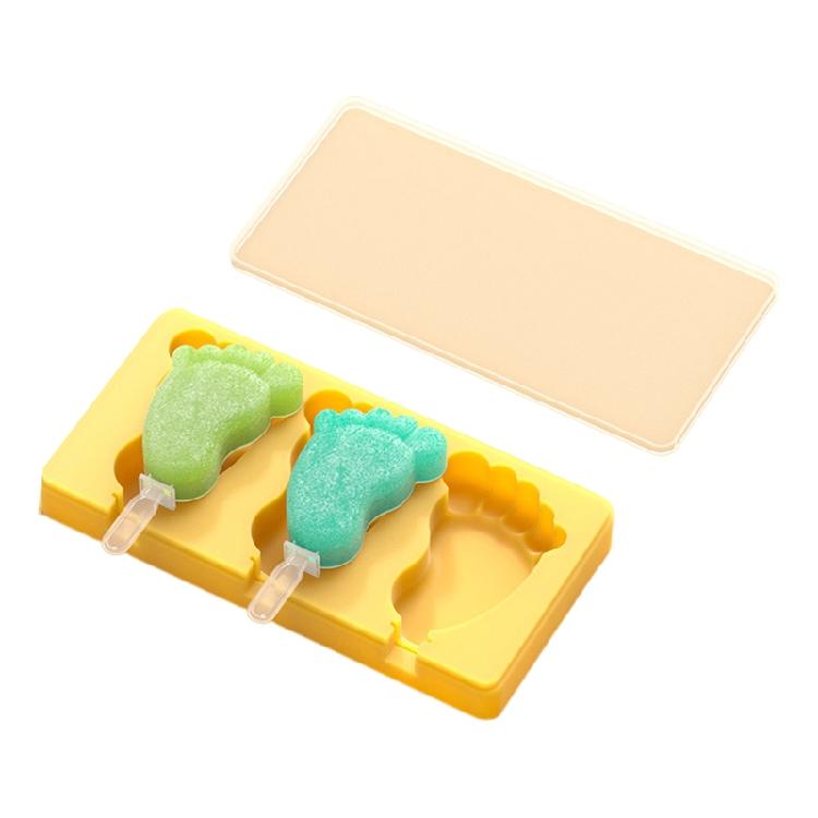 Fußform Eis am Stiel Formen Eis am Stiel Eis am Stiel Form Tablett Eiswürfel Herstellungswerkzeug Kuchen Süßigkeiten Form mit Deckeln & Stiel 1 orange