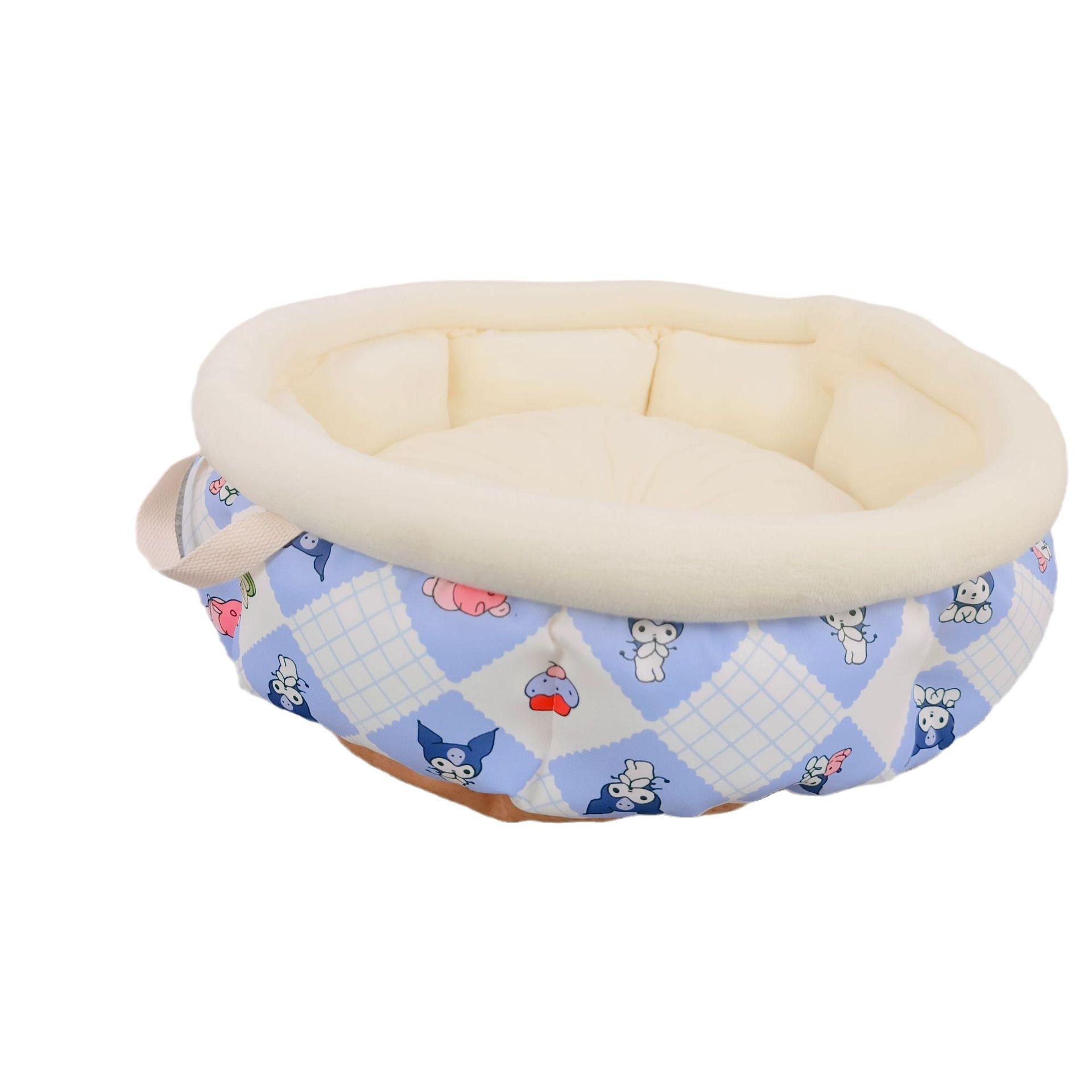 Neue Tragbare Bedruckte Haustierstreumatte Runde Streu Hundestreu Katzenstreu Herbst Winter Baumwollstreu Winter diameter 50cm white