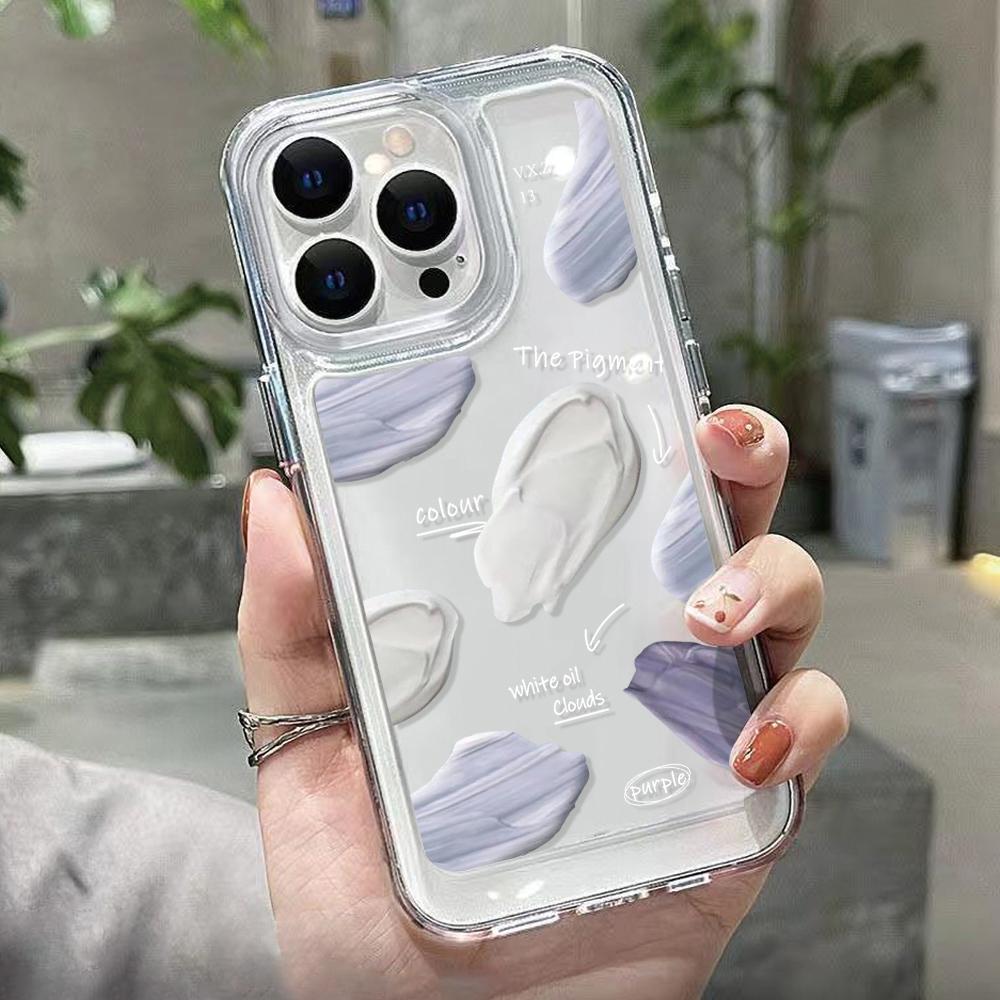 Für iPhone 15 Pro Hülle Silikonhülle Für iPhone 13 Hülle iPhone 14 12 11 Pro Max XR XS X 7 8 SE Ölgemälde Transparente Abdeckung For iPhone 16 Pro black