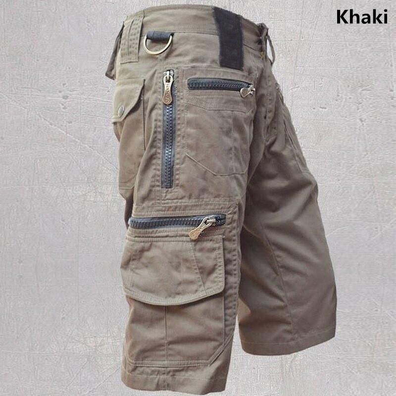 Outdoor Herren Wasserdichte Taktische Kurze Hosen für Männer Shorts Multi-Pocket Cargo Quick Dry Shorts Sommer Outdoor Shorts Lässige Gerade Hosen XL khaki