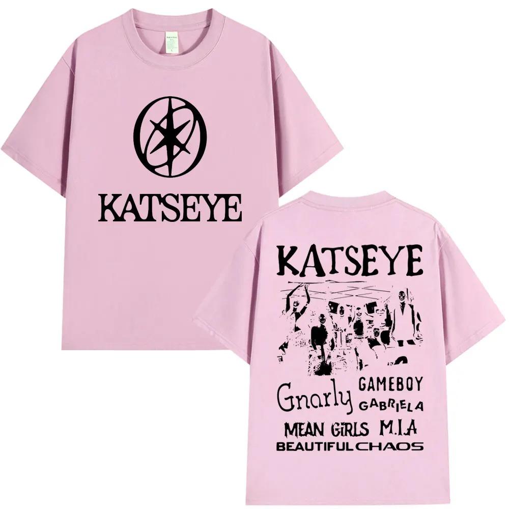 Übergroße Kpop Katseye Print T-Shirts Herren Streetwear Hip Hop Mode Herren Beliebtes T-Shirt Reine Baumwolle Übergroße T-Shirts Streetwear S
