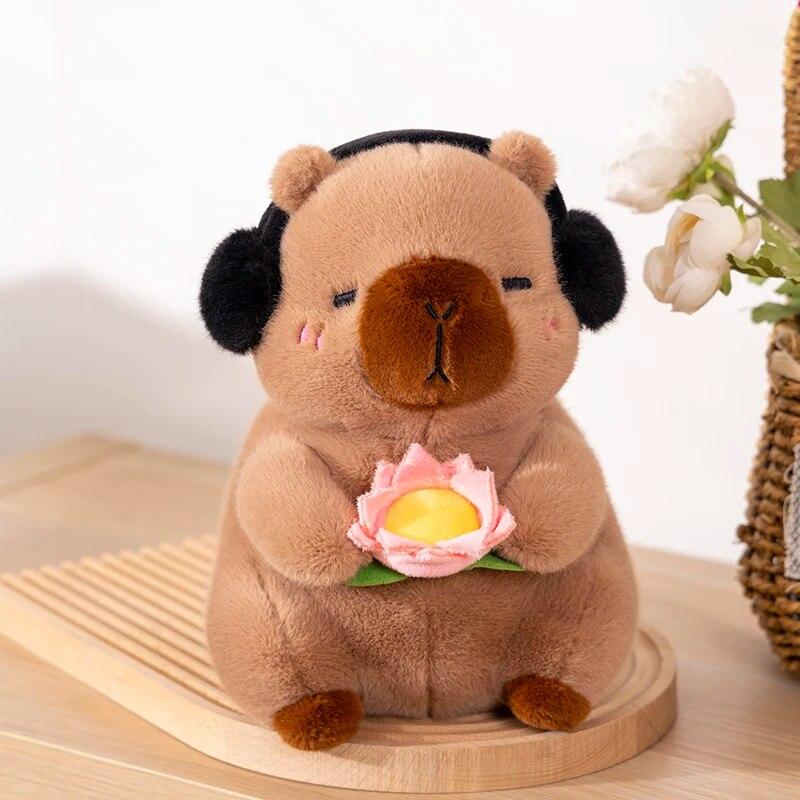 Süßes Capybara-Plüschtier, Kuscheltiere, Peace & Love, Capybara-Puppe, flauschiges Weißgesicht-Affenspielzeug, Kinderspielzeug, Geburtstagsgeschenk 25cm messing antik