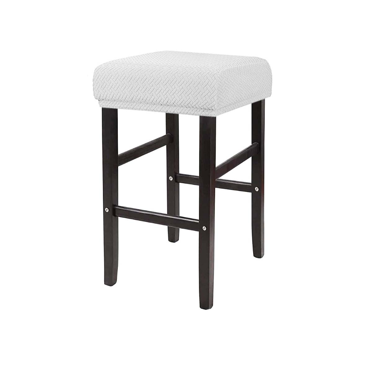 Stretch-Bezüge für rechteckige Barhocker, Jacquard-Bezug für Waschtischhocker, waschbare Thekenhocker-Bezüge, Barhocker-Sitzbezüge, Sattelsitzbezug weiß