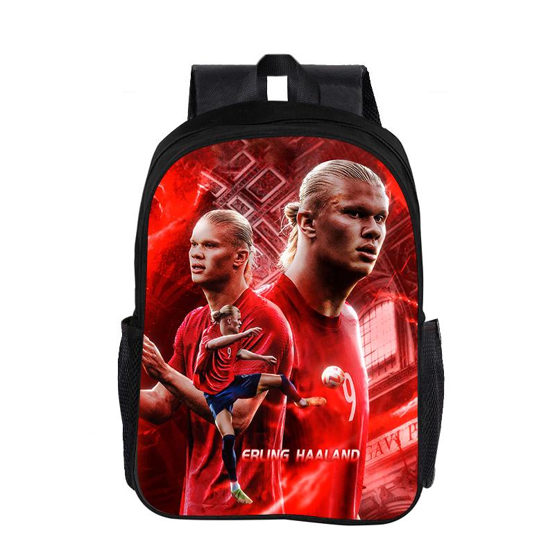 Fußballstar Haaland Kinder Buchtasche Rucksack Schultasche Kindergeschenk Rucksack Mode Schultasche Fußball Sportrucksack black