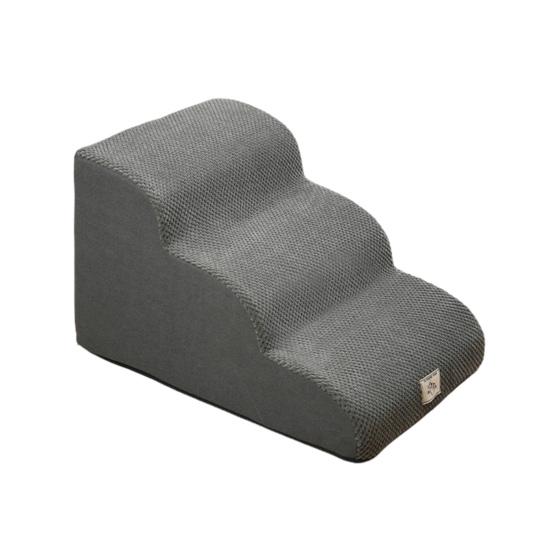 Hundetreppe für kleine Hunde Gebogene Hundestufen Indoor Welpe Ältere Haustiere Rampe mit waschbarem Bezug Rutschfester Boden Treppe für Welpen Mittelgroße Haustiere Triple Layer grau