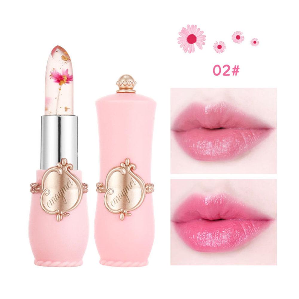 Blumen-Goldfolien-Gelee-Verfärbungs-Lippenstift, transparenter Blumen-Lippenstift, feuchtigkeitsspendender, farbwechselnder Lippenstift 02#