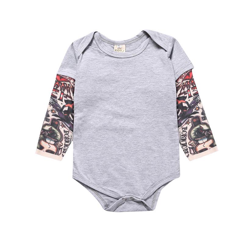 INS Baby Tattoo Strampler: Stilvoller Neugeborenen-Strampler mit Dreiecksschnitt im Schritt 70 cm grau