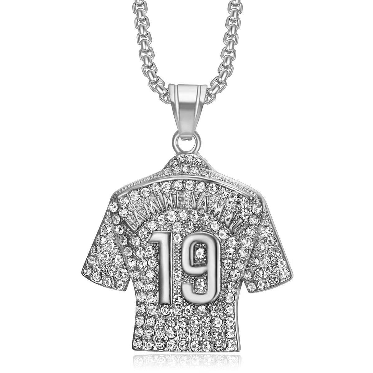 2026 Schmuck Mode Trend Eingelegter Zirkon Herrenschmuck Partyzubehör Yamal 19 Trikot Anhänger Halskette 60CM
