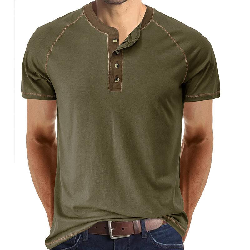 Herren Sommer Slim Fit Kurzarm Henley Shirts Vintage Stretch T-Shirts Casual Basic Tops Atmungsaktive 4-Knopf T-Shirts Athletic Workout T-Shirts XL grün
