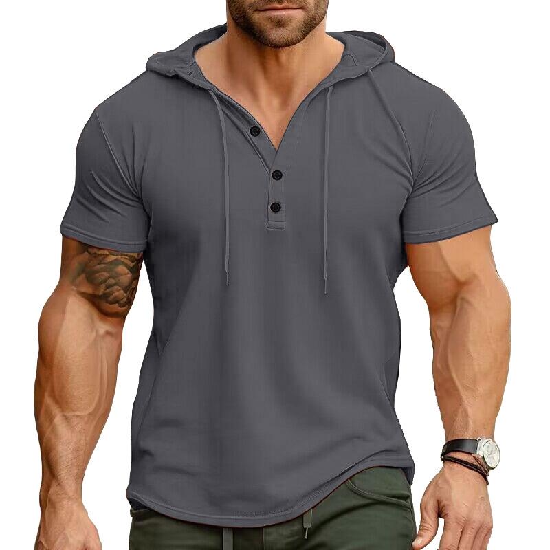 2024 sommer Marke Neue Herren Kapuze T-Shirts Kurzarm T-shirts Männer Casual Einfarbig Tops Mann Hoody für Männer M dunkelgrau