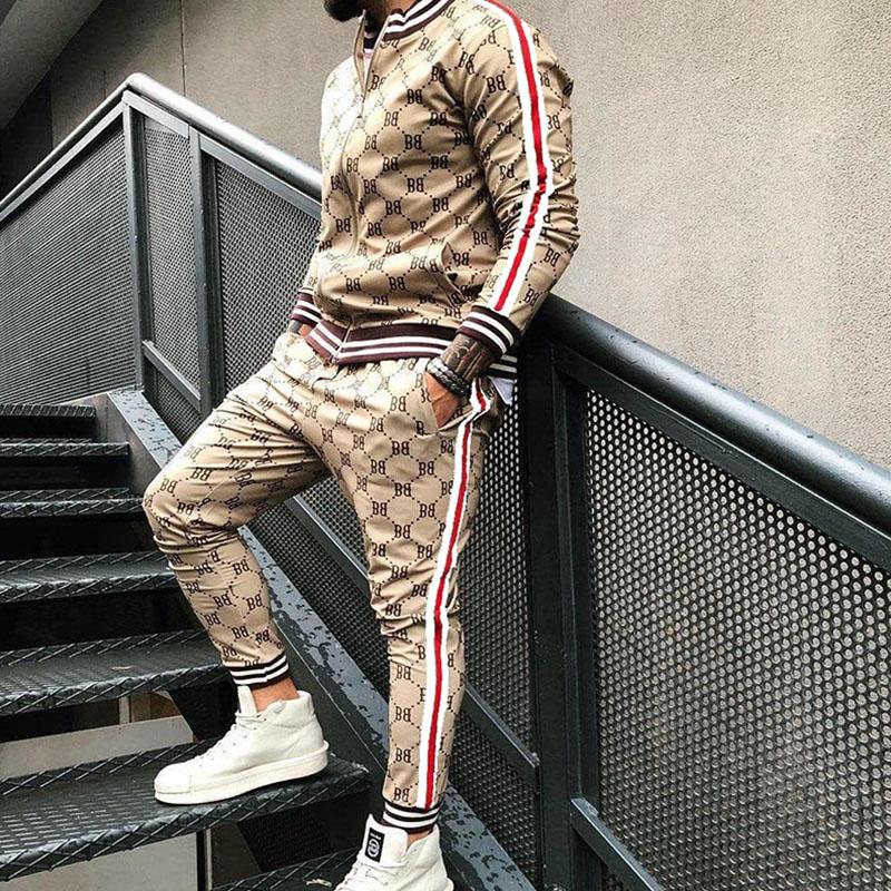 Herren-Sets Herbst Herren Trainingsanzug Set Männliches Sweatshirt Herrenbekleidung Multi-Pocket Modehose High Street Jacken Set S