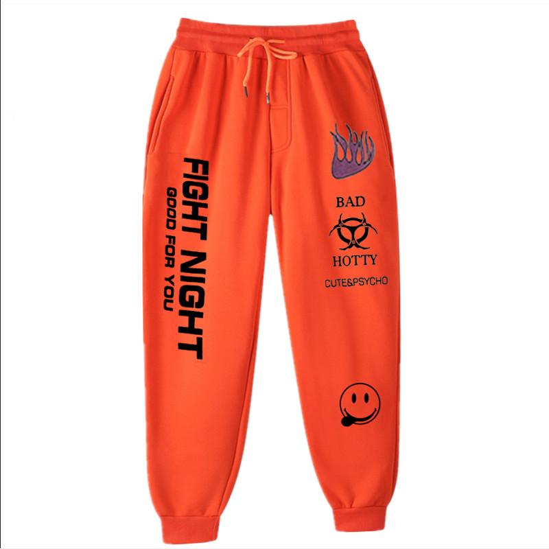 Brief Drucken Jogginghose Baggy Hosen Frauen Jogger Harajuku Breite Bein Bleistift Hose Lose Hohe Taille Schweiß Hosen Kampf Nacht S orange