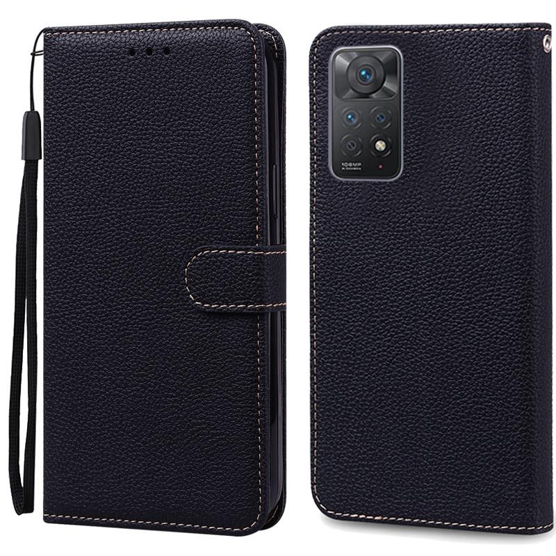 Note 11 Hülle für Xiaomi Redmi Note 11 11S Hülle Leder Brieftasche Flip Case für Redmi Note 11 Pro Handyhüllen Note 11S Cover Fundas Note 11S schwarz