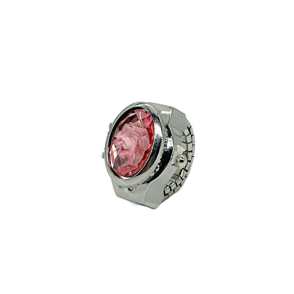 Legierung Ring Uhr Quarz elastische Ringe Mode digitale Paar Uhr Ring Männer rosa