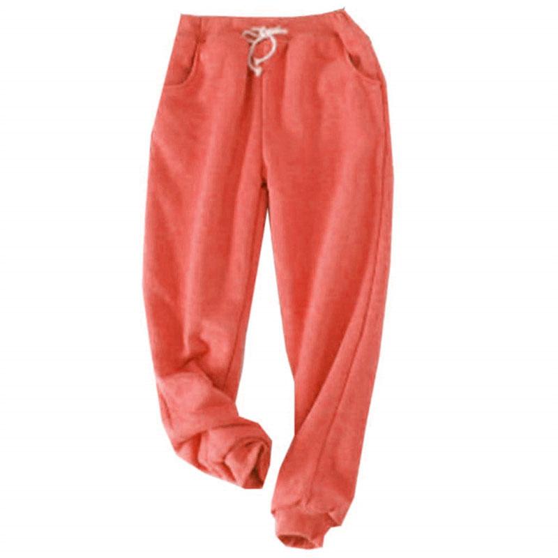 Warme Hose für den Winter, dünn, dicker Samt, lässige Woll-Fleece-Hose, Kaschmir-Hose für Damen, Baumwollhose S rot