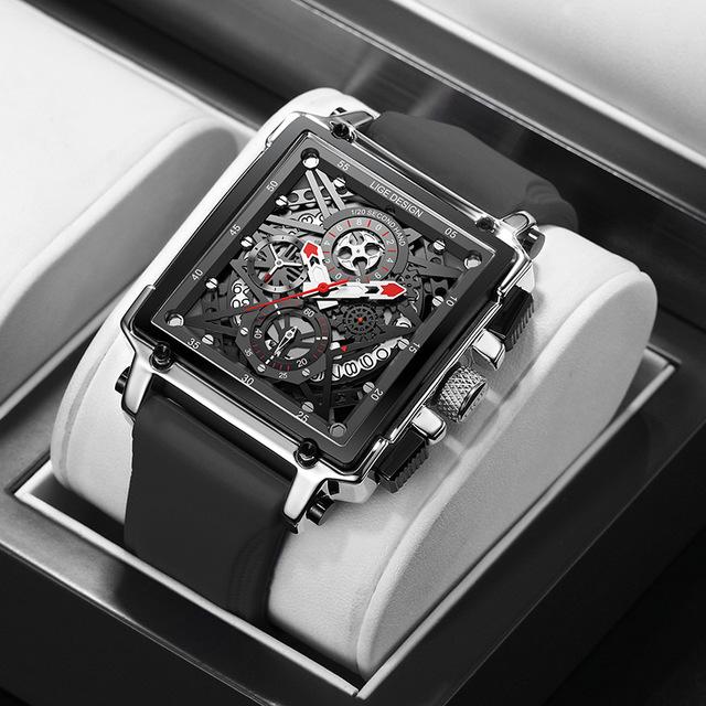 Hohl Platz Herren Uhren Chronograph LIGE Marke Luxus Automatische Datum Männer Uhr Wasserdichte Männliche Armbanduhren schwarz/silber