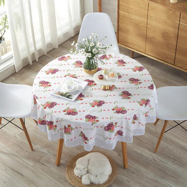 PVC-Hotel-Tischdecke, wasserdicht und ölbeständig, runde Tischdecke aus Kunststoff, runde Einweg-Tischdecke, verbrühungshemmend, große runde Tischdecke Round table 220cm