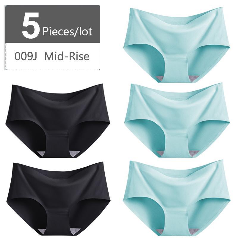 Große Größe M-XXXXL Nahtlose Damen-Höschen aus Eisseide, mittlere Taille, elastische Slips, Unterhosen, Unterwäsche, 5 Stück XXXL