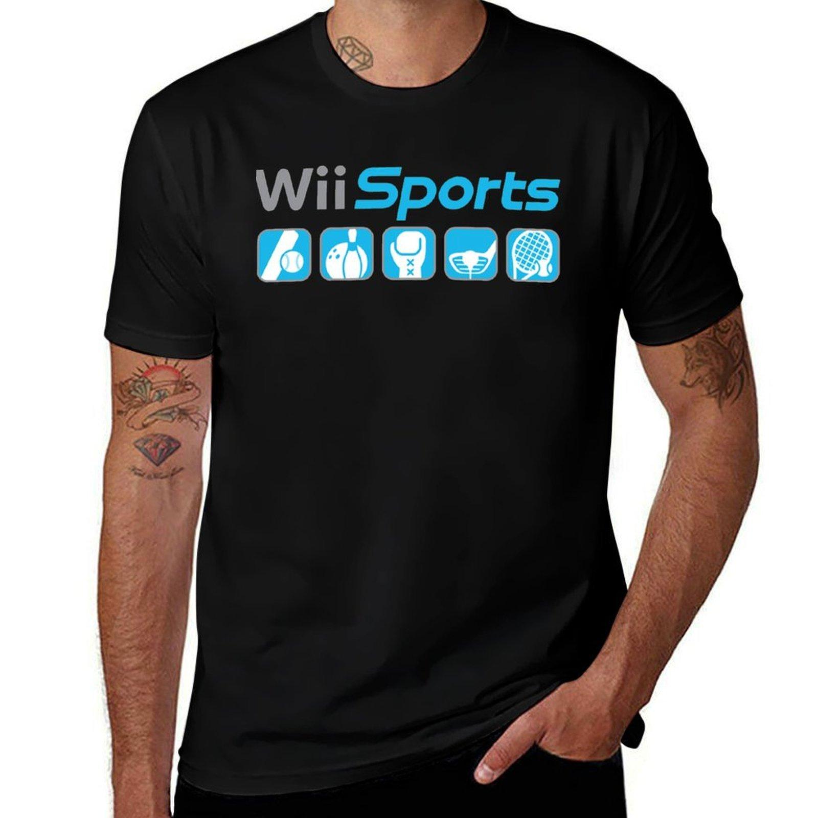 Wii Sports T-Shirt Baumwoll-T-Shirt Mann T-Shirts für Mann Grafik Vintage T-Shirt XL black