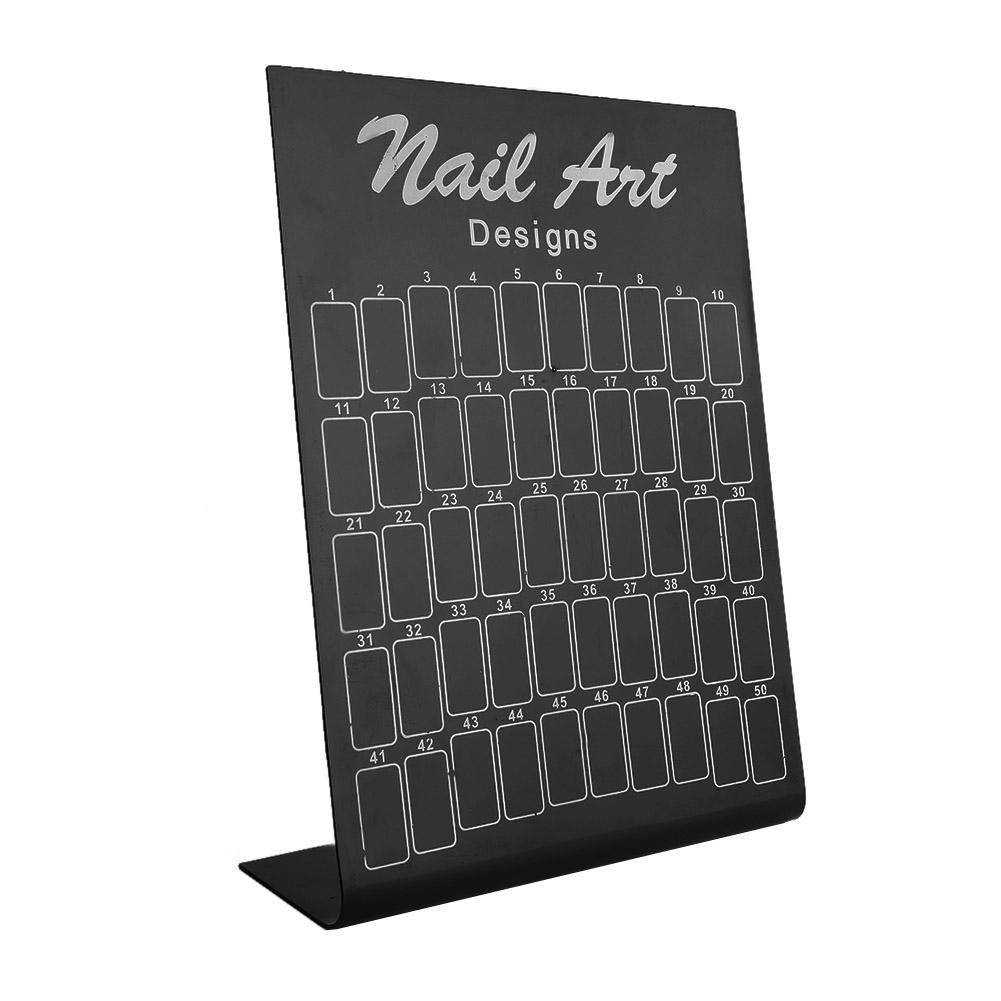 50 Stück Nail Art Falsche Spitzen Chart Display Board Palette Nageltips Politur Gel Farbkarte (Schwarz) schwarz